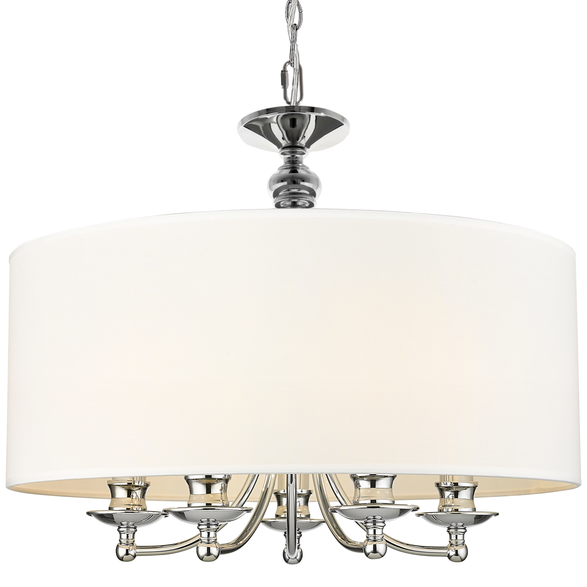 Abu Dhabi 5Lt Hanging Shade Ceiling Light - Chrome & White Finish