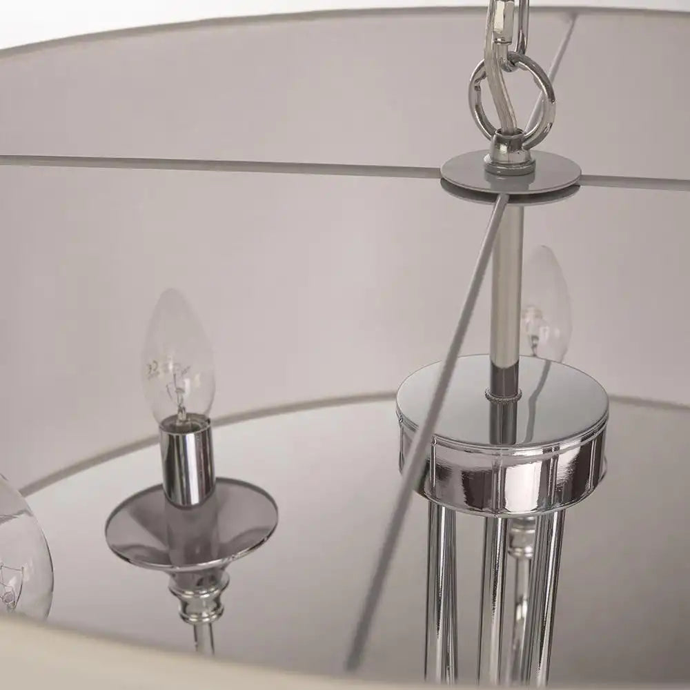 Abu Dhabi 6Lt Hanging Shade Ceiling Light - Chrome & White Finish