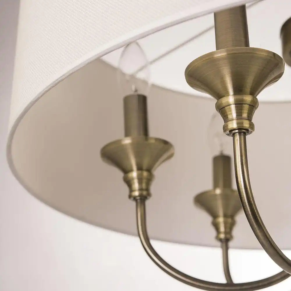 Abu Dhabi 6Lt Hanging Shade Ceiling Light - Brass & White Finish