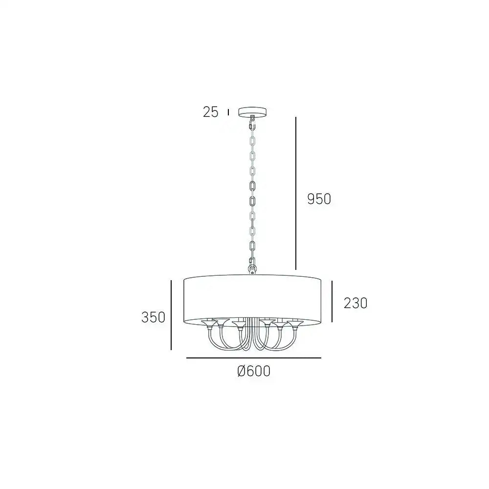 Abu Dhabi 6Lt Hanging Shade Ceiling Light - Chrome & White Finish