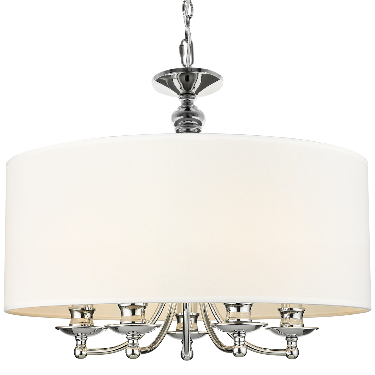 Abu Dhabi 5Lt Hanging Shade Ceiling Light - Chrome & White Finish