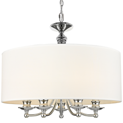 Abu Dhabi 5Lt Hanging Shade Ceiling Light - Chrome & White Finish