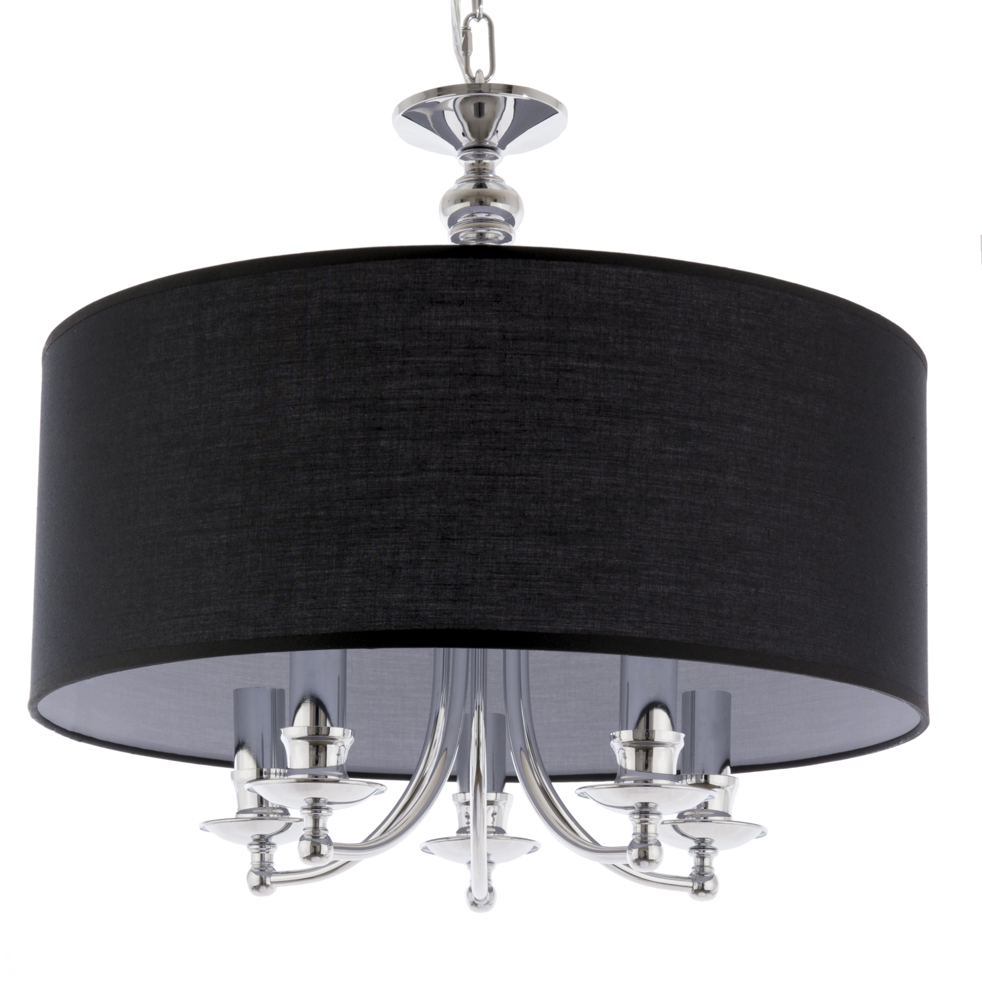 Abu Dhabi 5Lt Hanging Shade Ceiling Light - Chrome & Black Finish