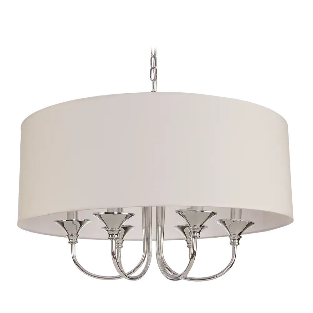 Abu Dhabi 6Lt Hanging Shade Ceiling Light - Chrome & White Finish