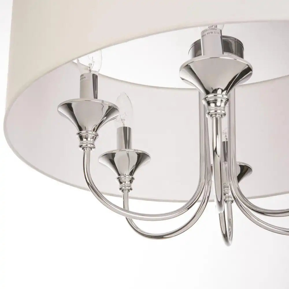 Abu Dhabi 6Lt Hanging Shade Ceiling Light - Chrome & White Finish