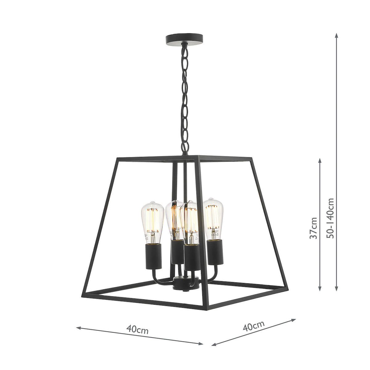 Dar Academy 4Lt Lantern Ceiling Light - Black IP20