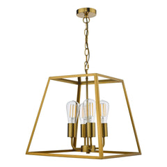 Dar Academy 4Lt Lantern Ceiling Light - Natural Brass IP20