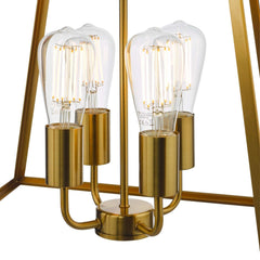 Dar Academy 4Lt Lantern Ceiling Light - Natural Brass IP20