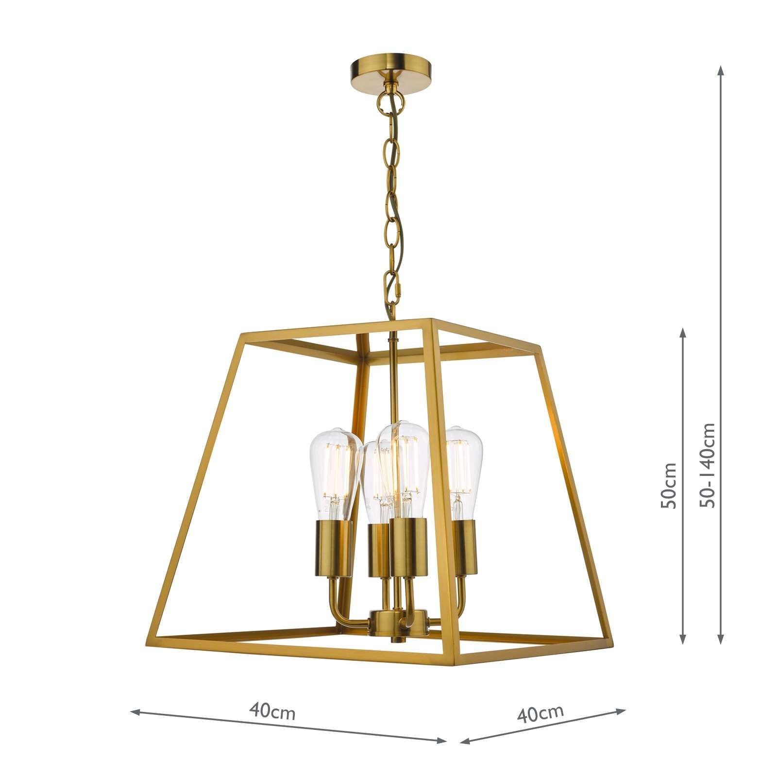 Dar Academy 4Lt Lantern Ceiling Light - Natural Brass IP20