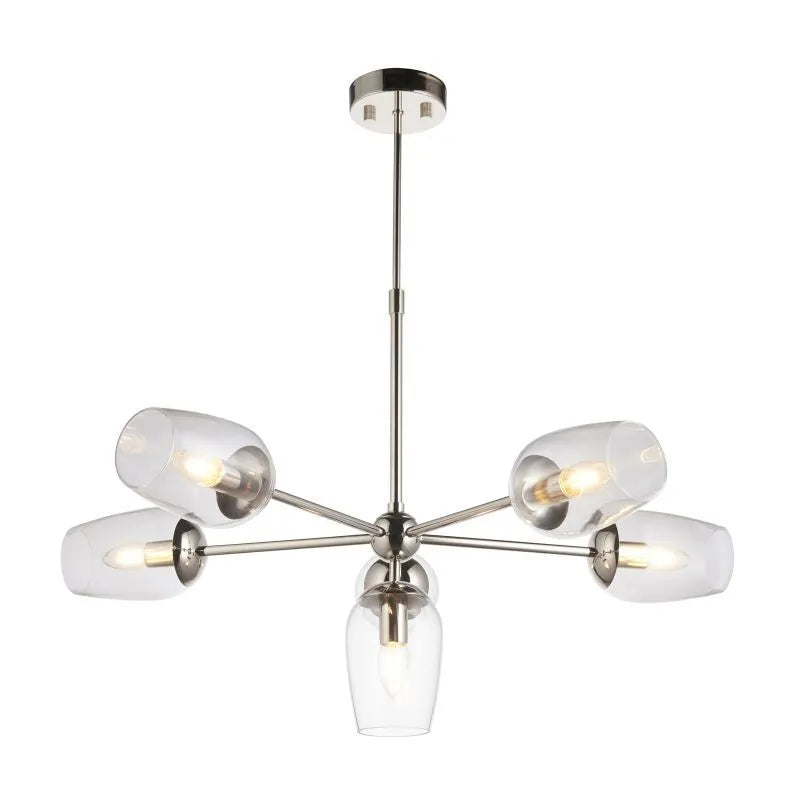 Columbus 6Lt Multi-Arm Pendant - Nickel/Antique Brass