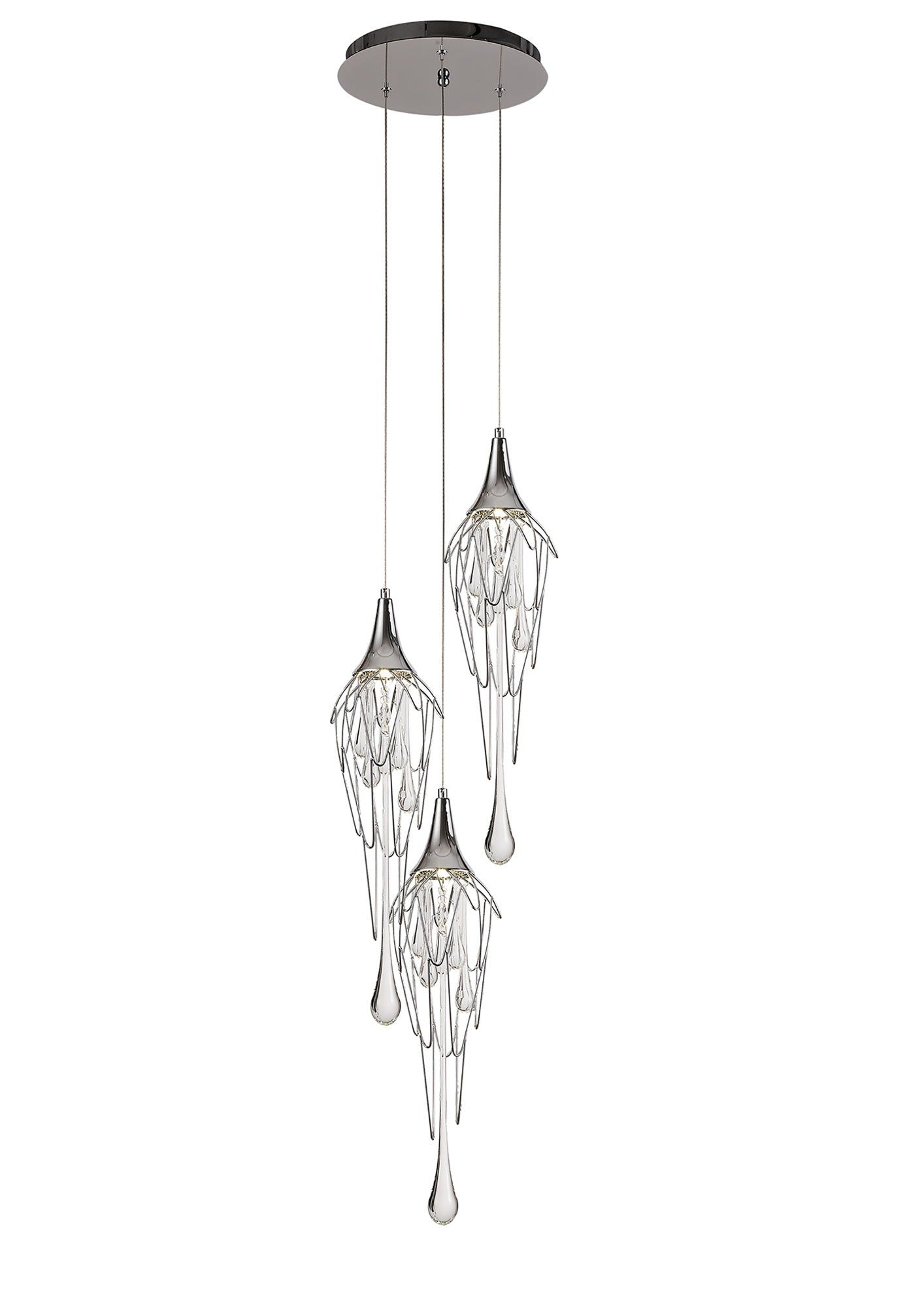 Accent Pendant Round, 3 x GU10, Polished Chrome Cluster