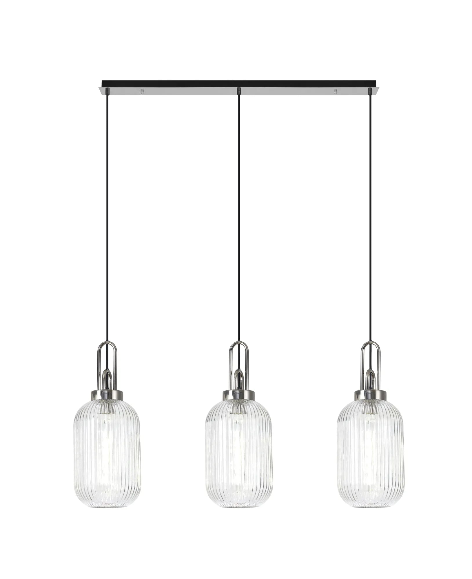 Cadiz 3Lt  Ribbed Linear Island Pendant - Various Colours