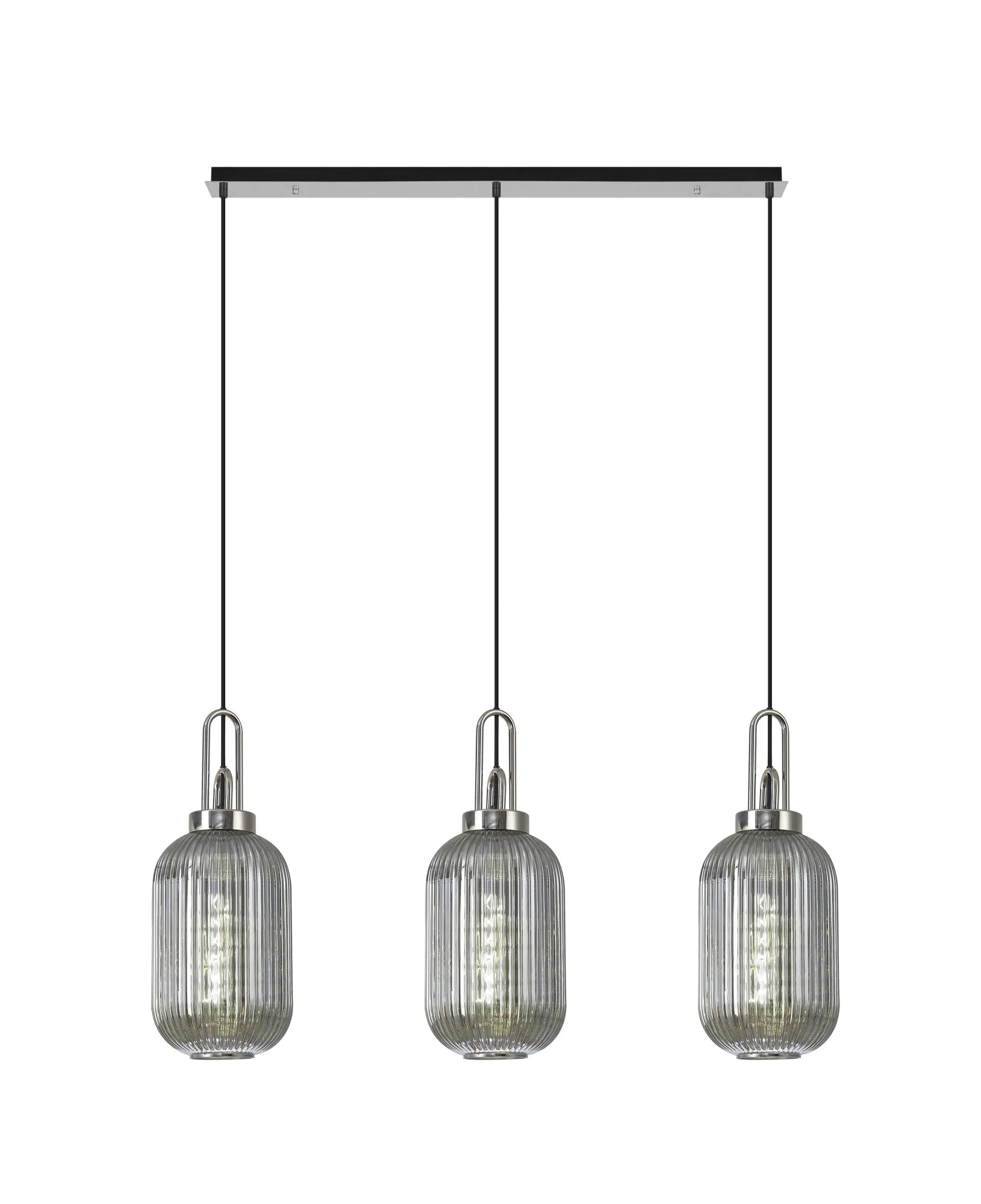 Cadiz 3Lt  Ribbed Linear Island Pendant - Various Colours