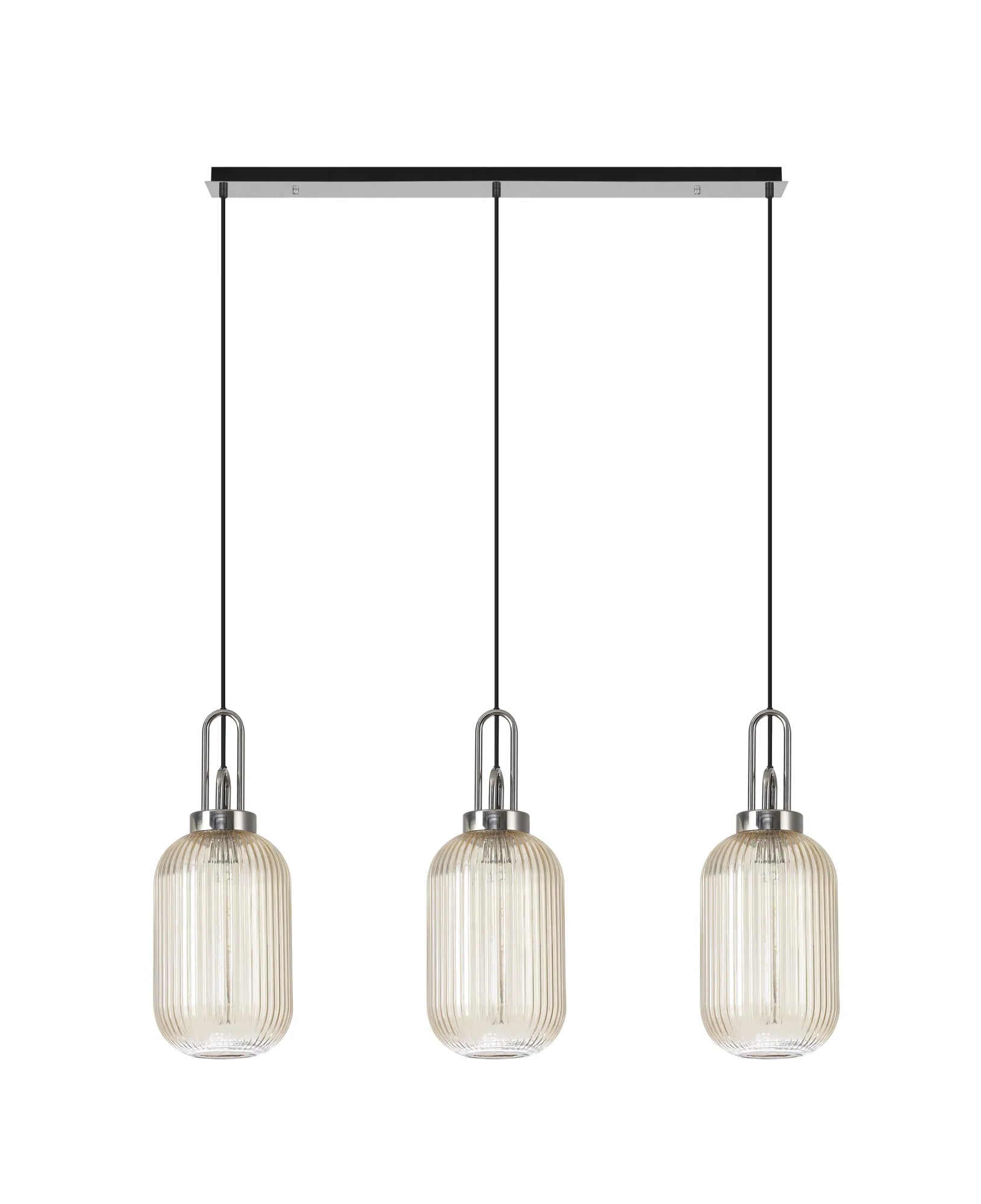 Cadiz 3Lt  Ribbed Linear Island Pendant - Various Colours