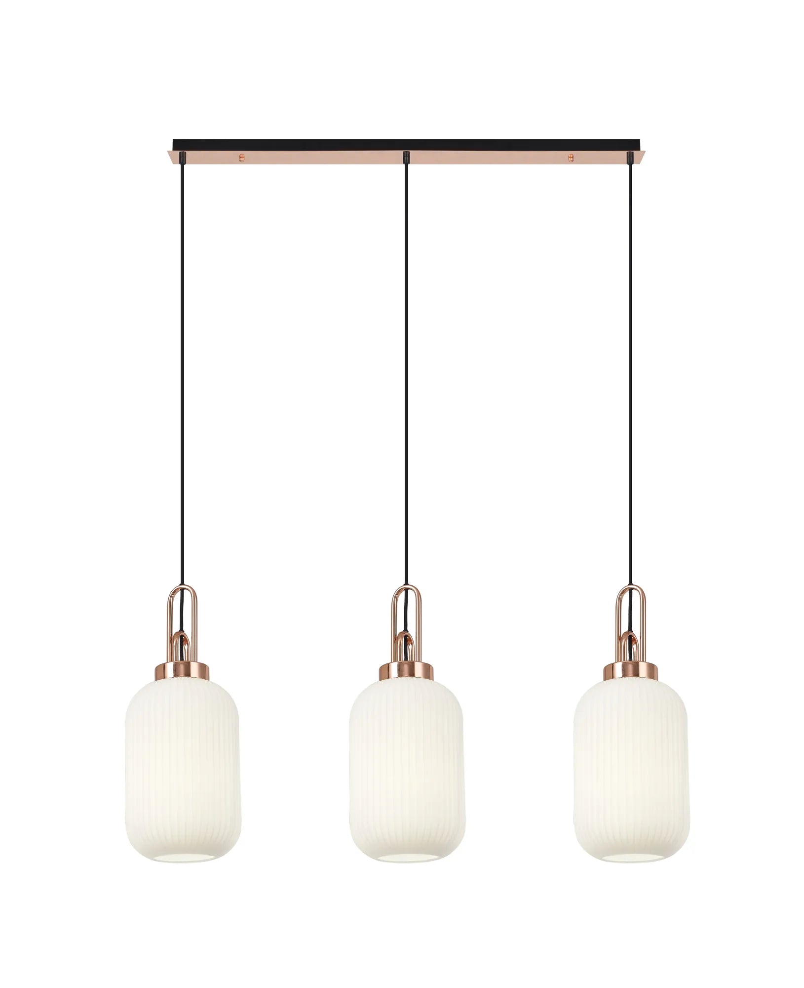 Cadiz 3Lt  Ribbed Linear Island Pendant - Various Colours