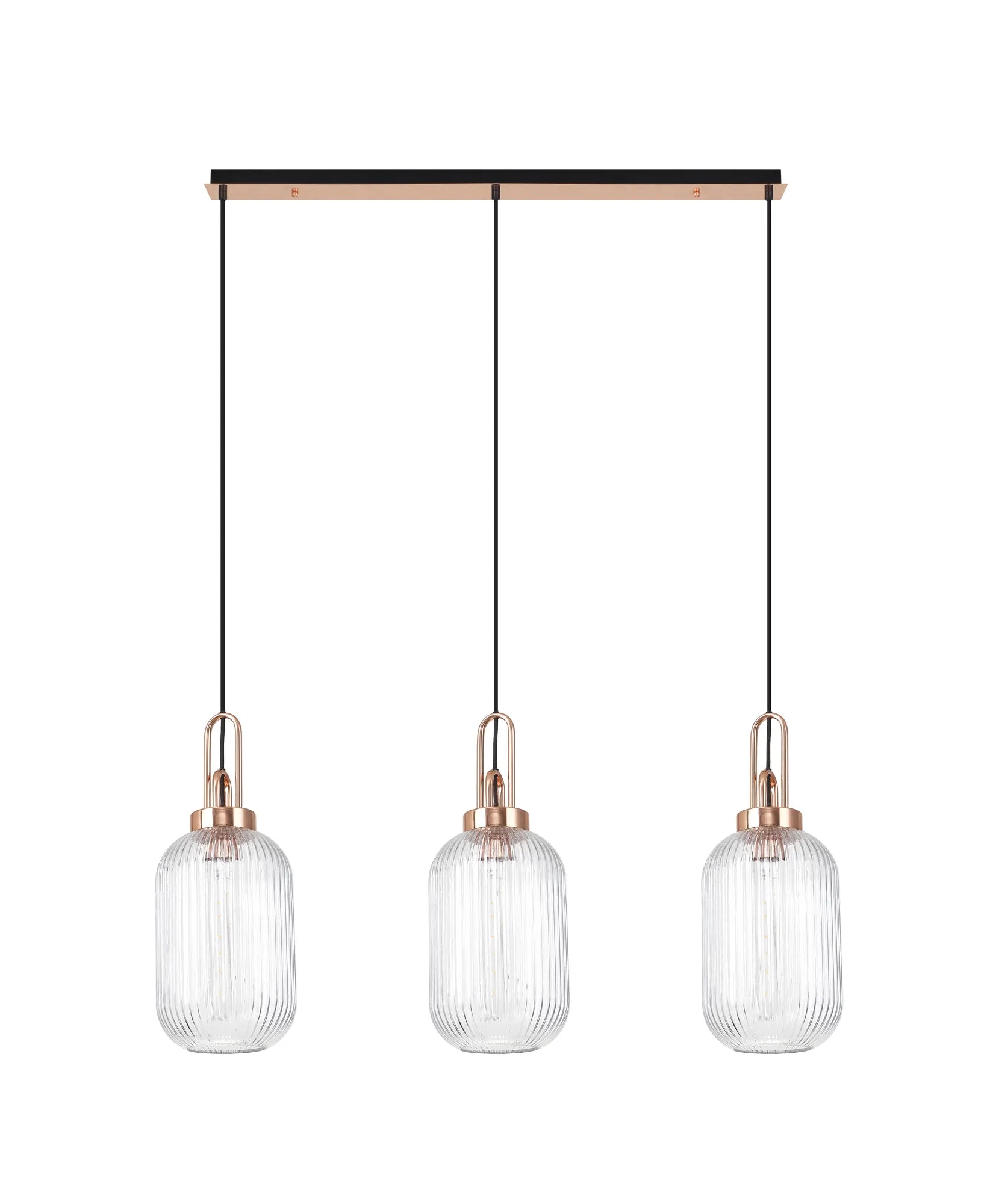 Cadiz 3Lt  Ribbed Linear Island Pendant - Various Colours