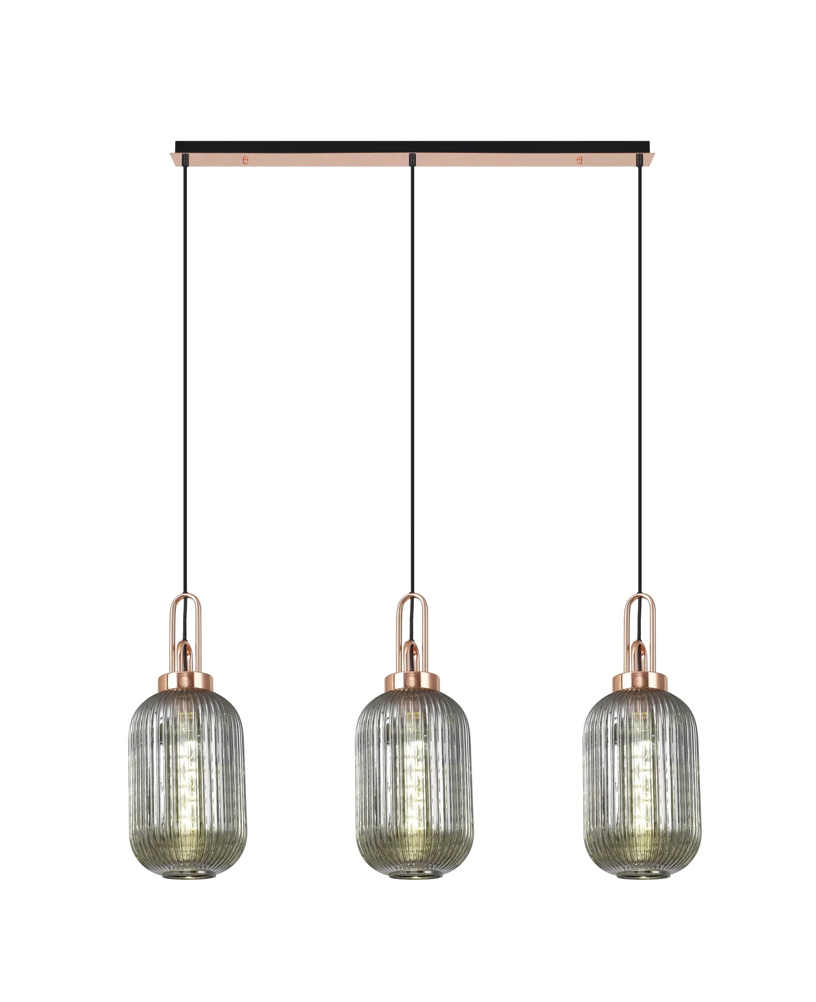 Cadiz 3Lt  Ribbed Linear Island Pendant - Various Colours