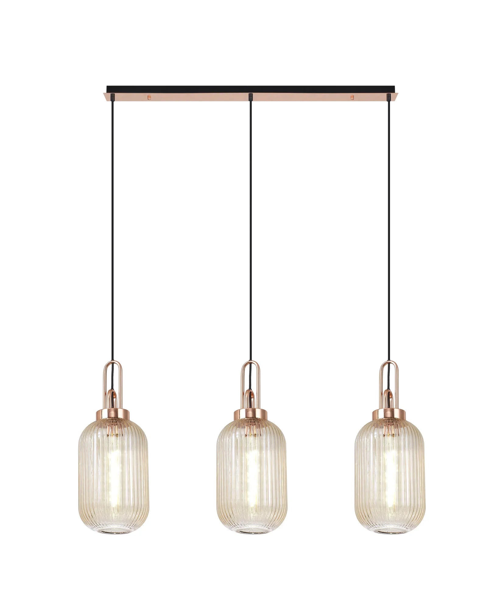 Cadiz 3Lt  Ribbed Linear Island Pendant - Various Colours