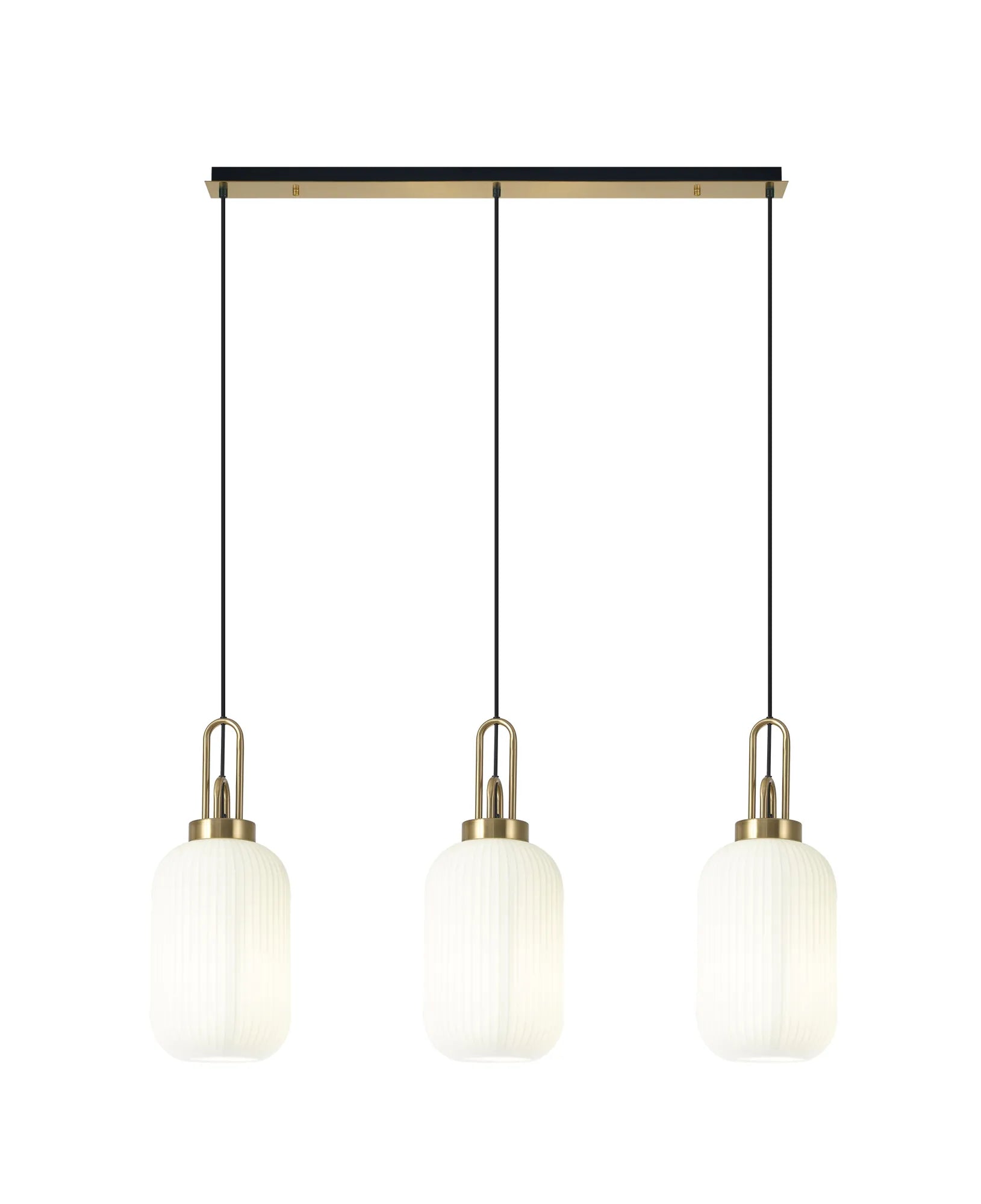 Cadiz 3Lt  Ribbed Linear Island Pendant - Various Colours