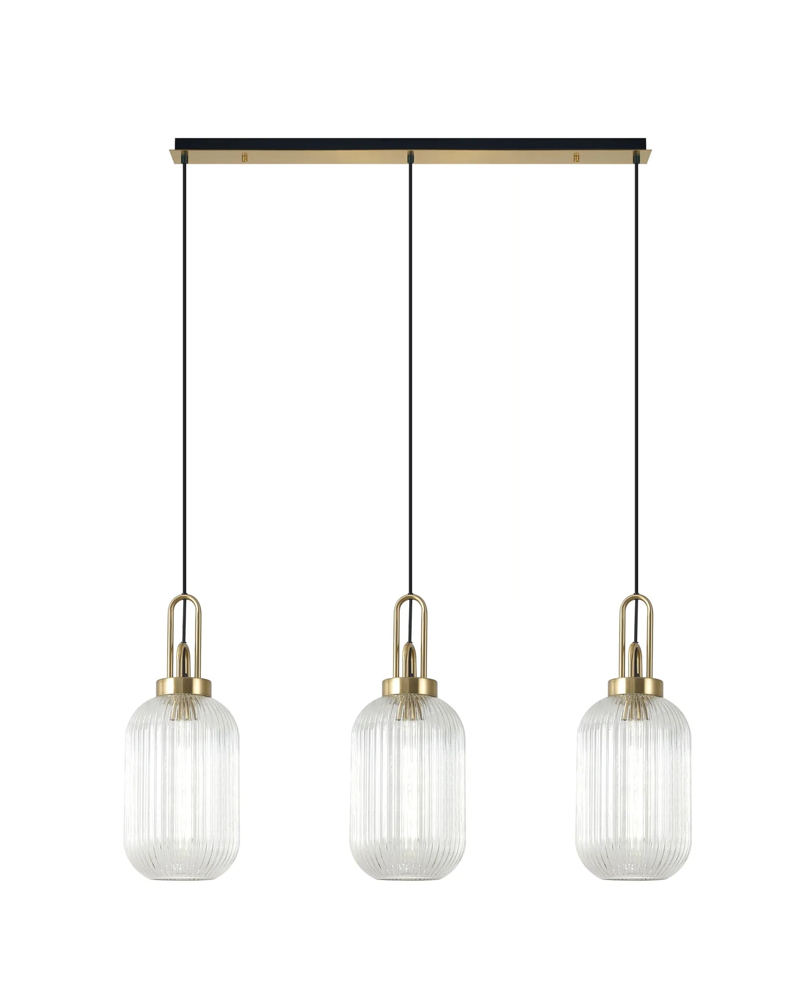 Cadiz 3Lt  Ribbed Linear Island Pendant - Various Colours