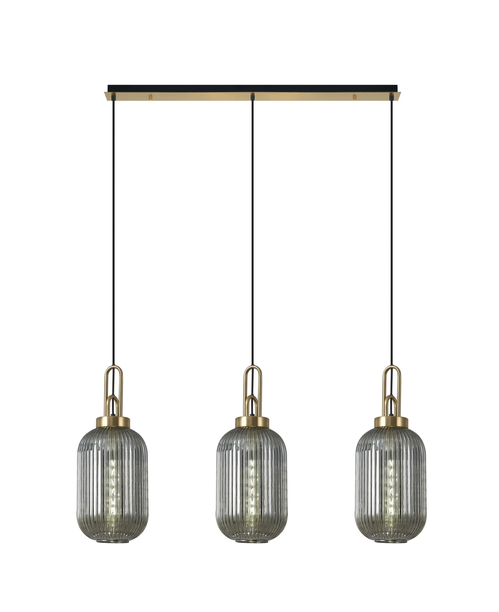 Cadiz 3Lt  Ribbed Linear Island Pendant - Various Colours