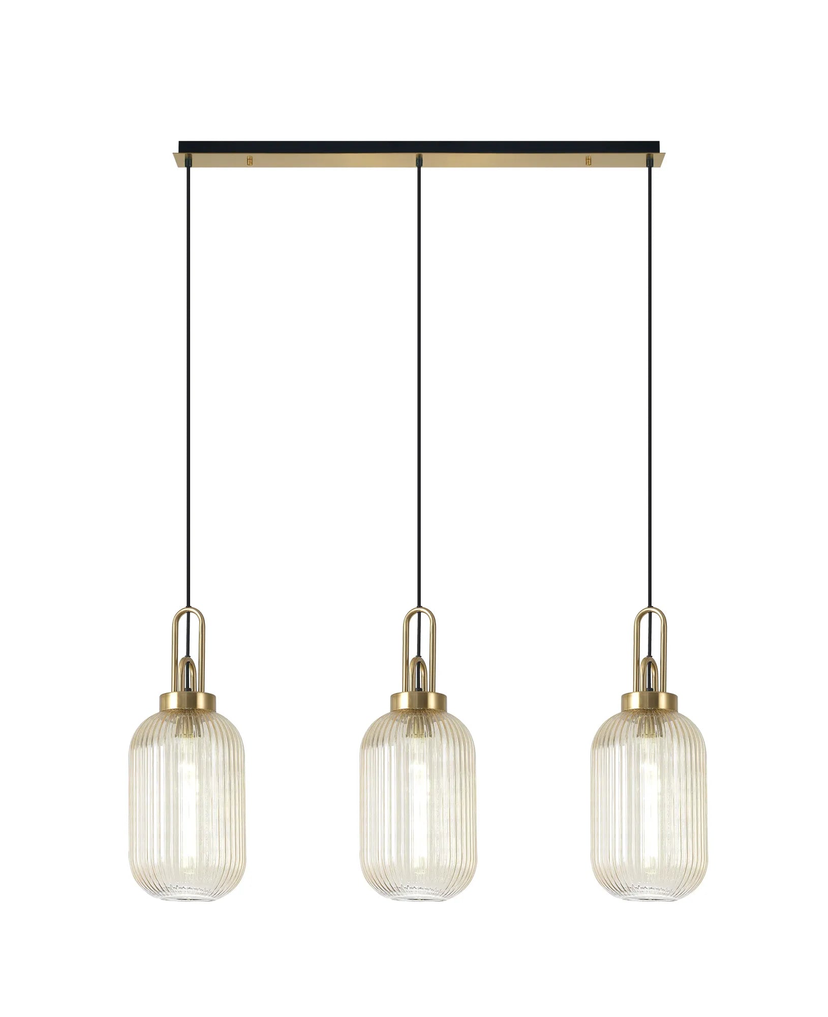 Cadiz 3Lt  Ribbed Linear Island Pendant - Various Colours