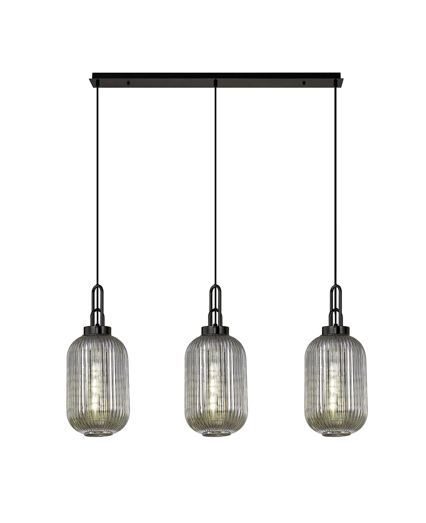 Cadiz 3Lt  Ribbed Linear Island Pendant - Various Colours