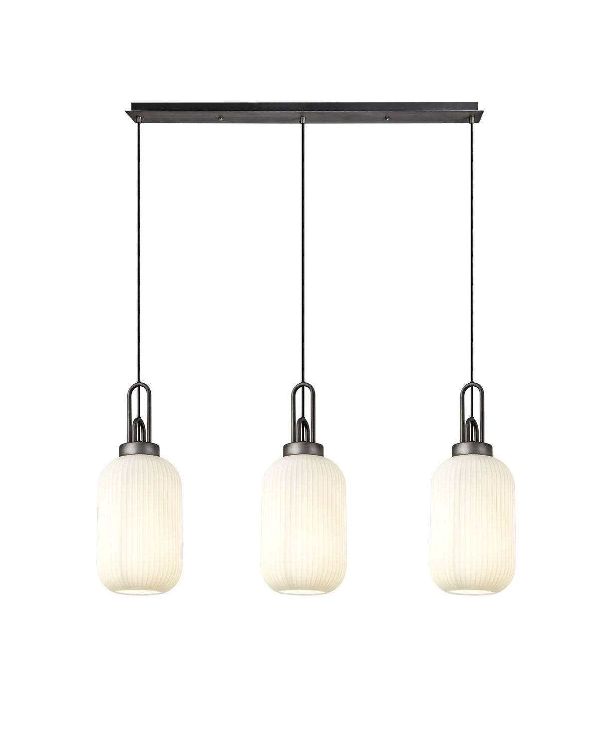 Cadiz 3Lt  Ribbed Linear Island Pendant - Various Colours