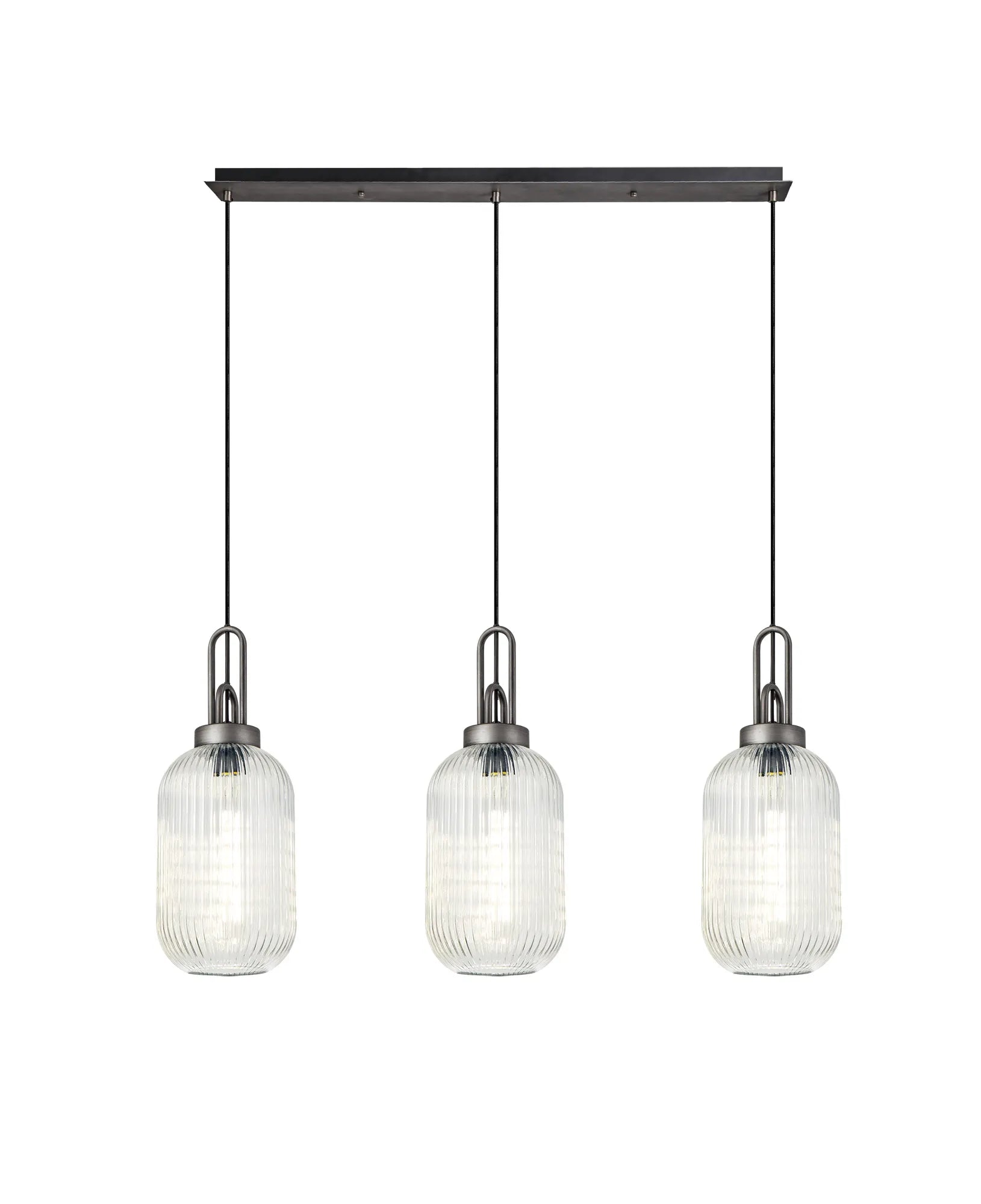 Cadiz 3Lt  Ribbed Linear Island Pendant - Various Colours