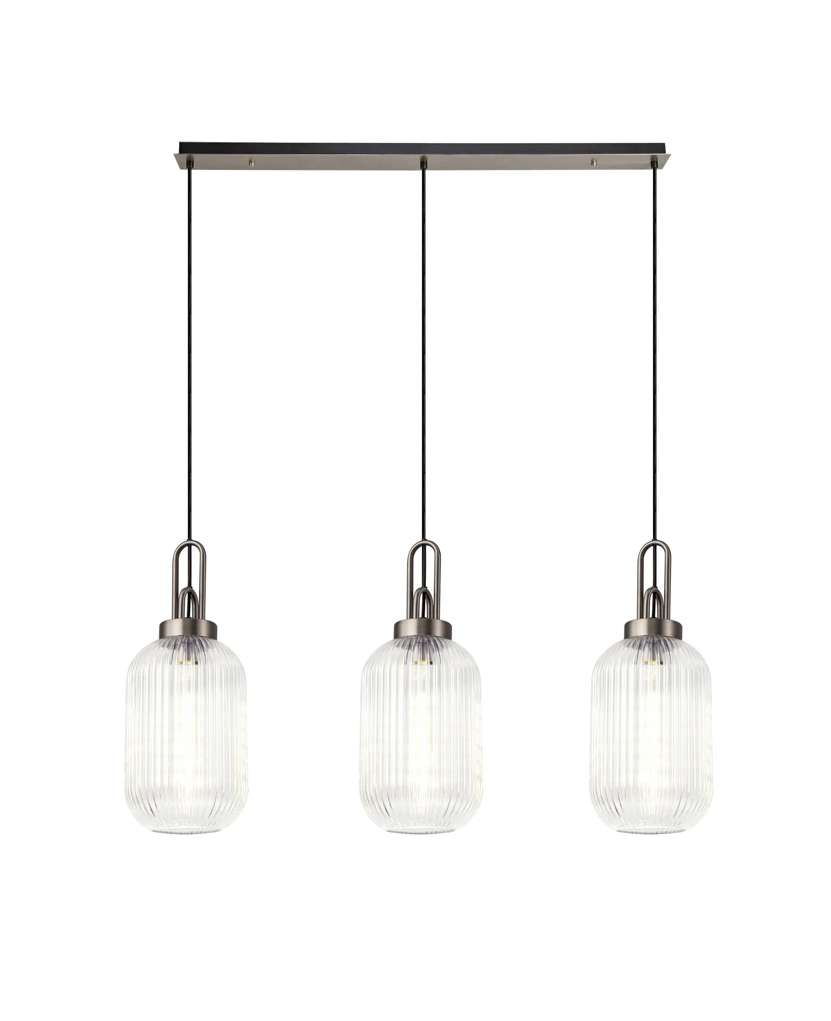 Cadiz 3Lt  Ribbed Linear Island Pendant - Various Colours