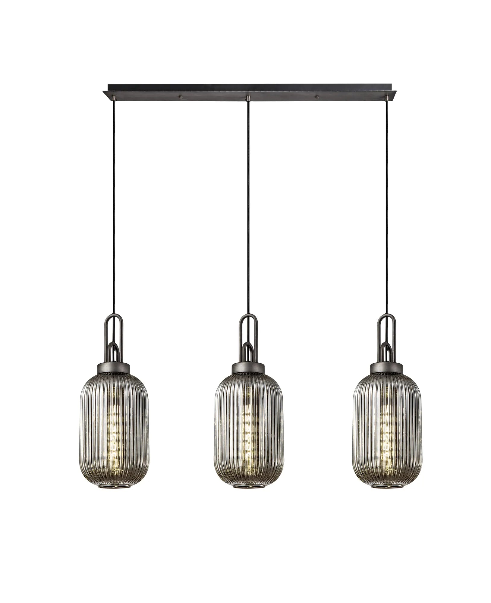 Cadiz 3Lt  Ribbed Linear Island Pendant - Various Colours