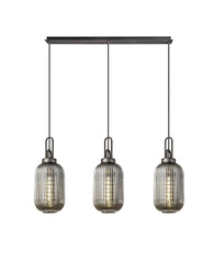 Cadiz 3Lt  Ribbed Linear Island Pendant - Various Colours