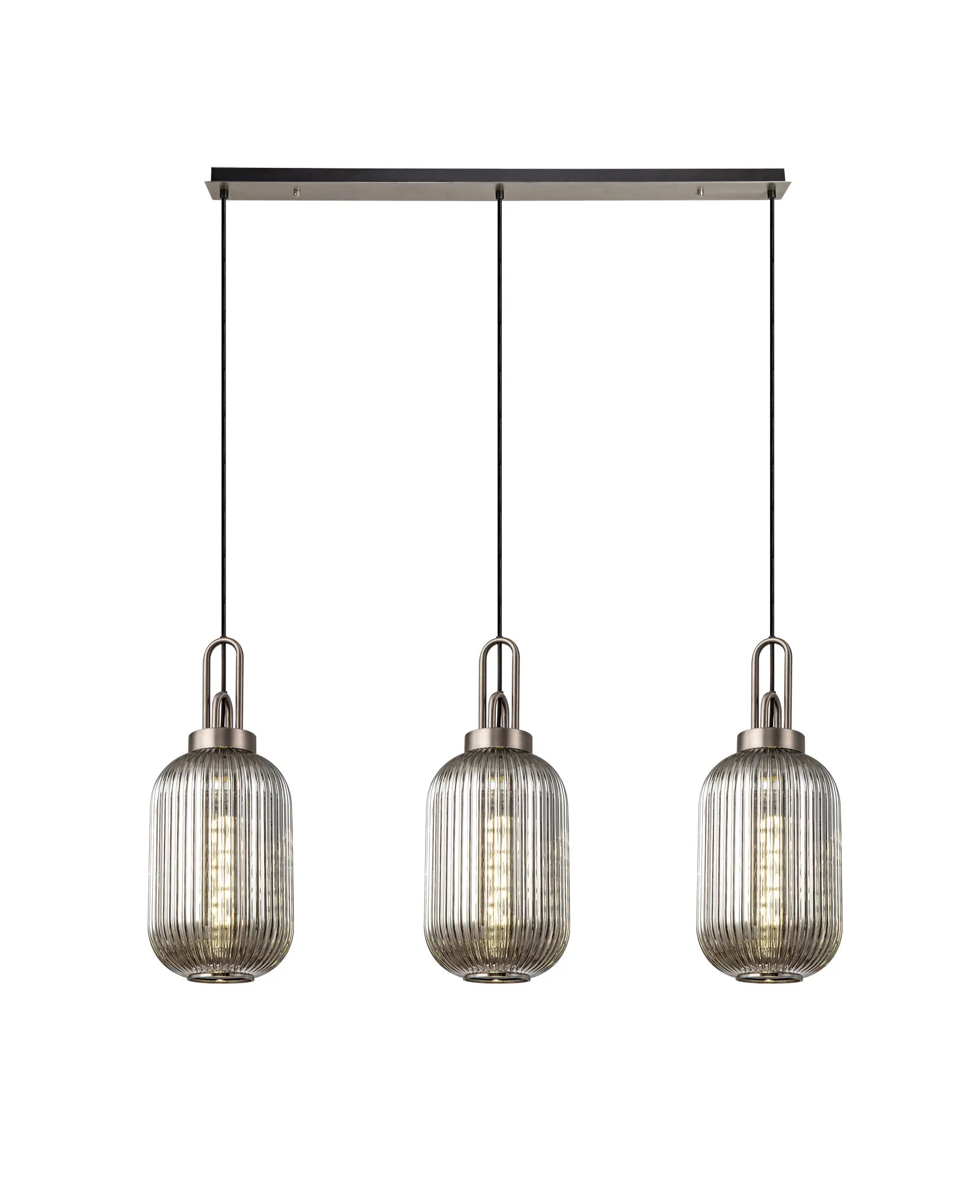 Cadiz 3Lt  Ribbed Linear Island Pendant - Various Colours