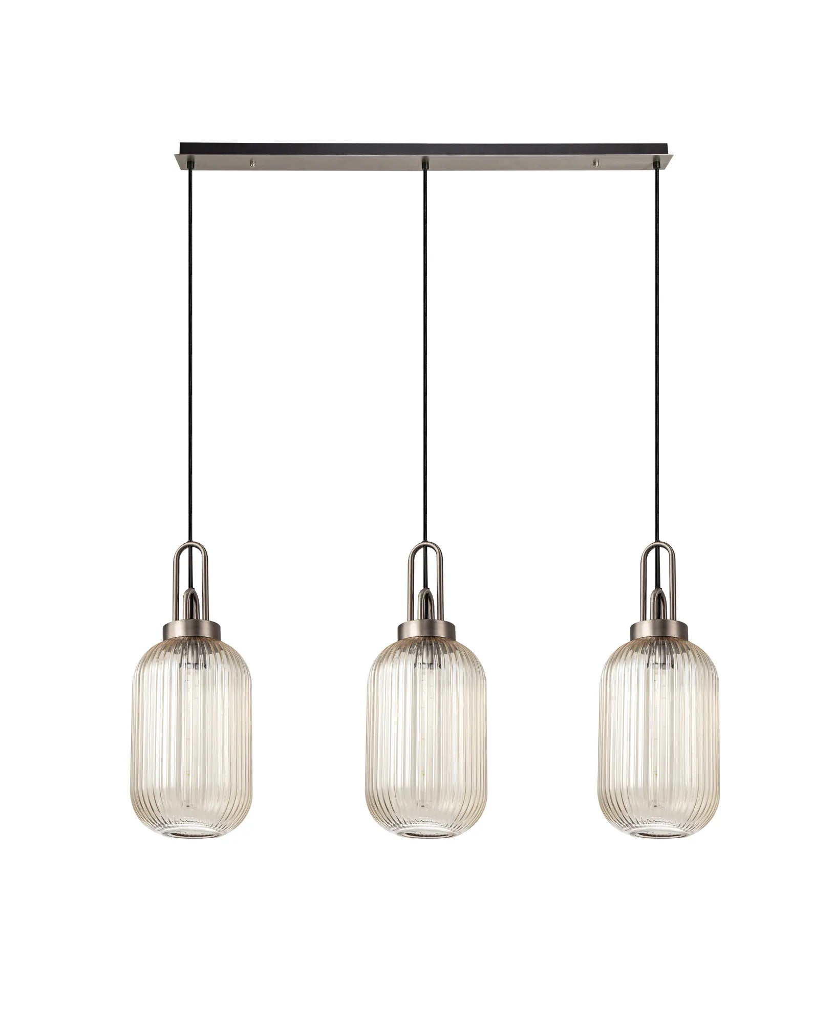 Cadiz 3Lt  Ribbed Linear Island Pendant - Various Colours