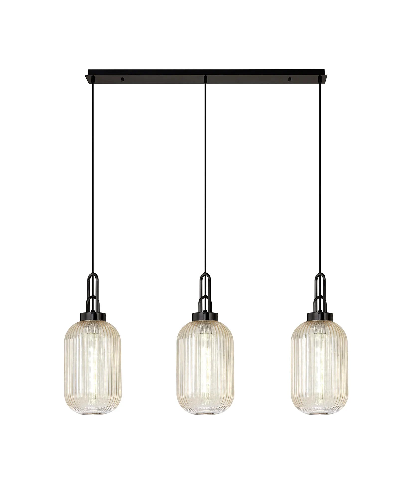 Cadiz 3Lt  Ribbed Linear Island Pendant - Various Colours