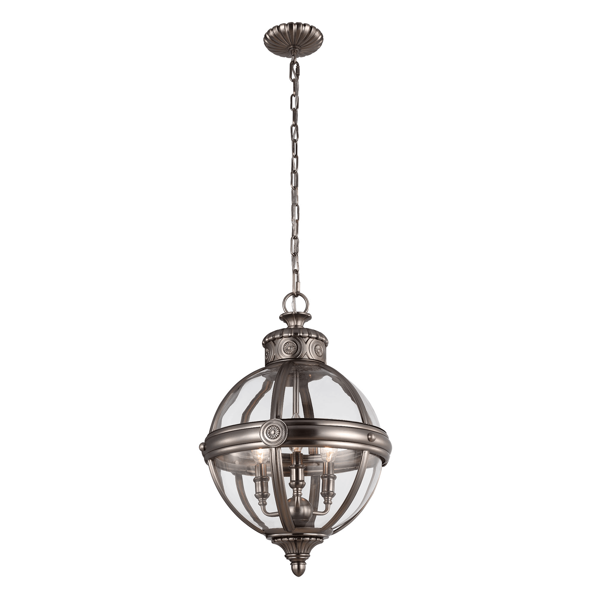 Adams 3 Light Pendant Chandelier – Antique Nickel - Cusack Lighting