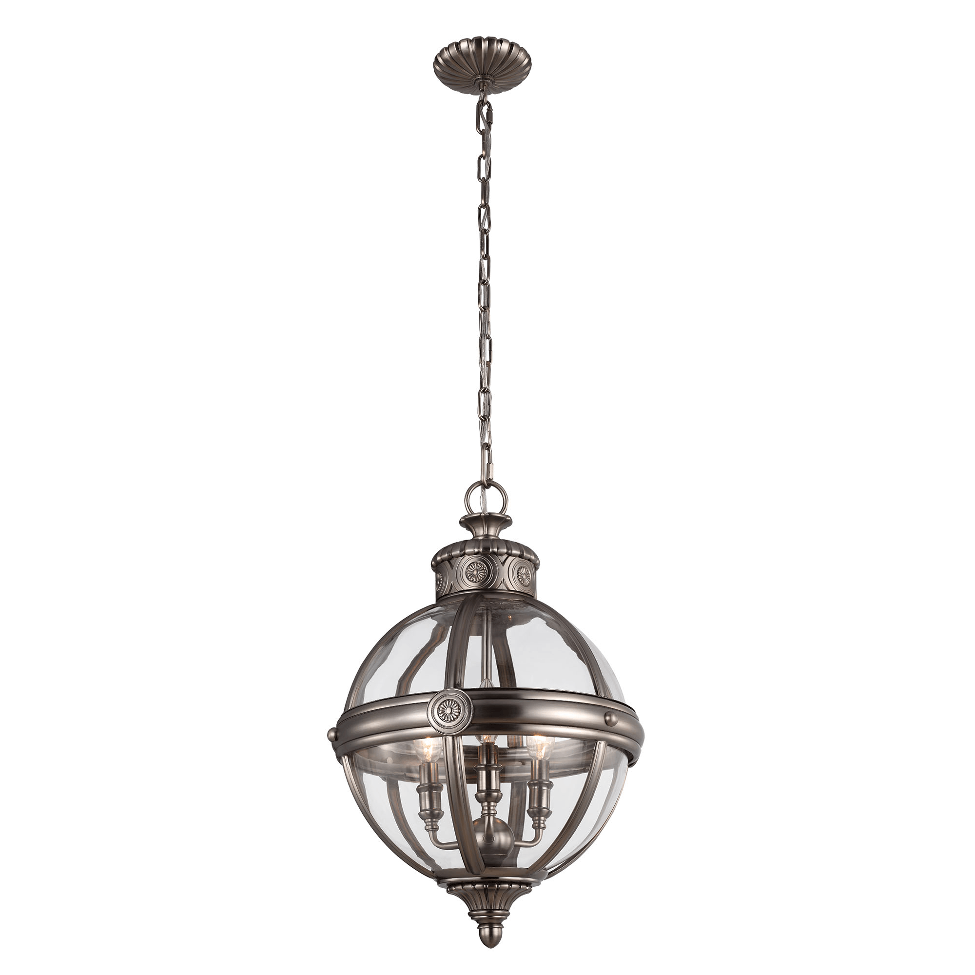 Adams 3 Light Pendant Chandelier – Antique Nickel - Cusack Lighting