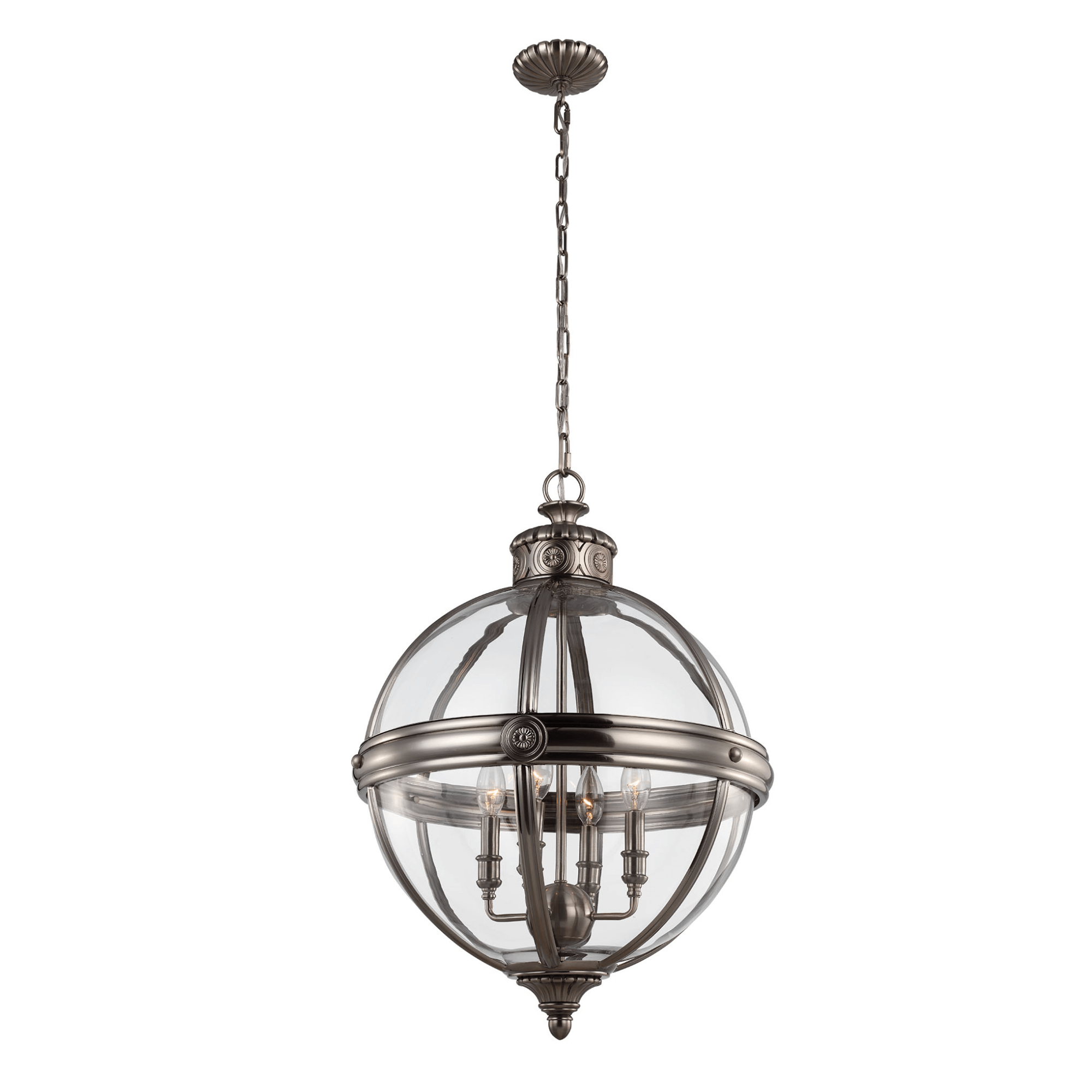 Adams 4 Light Pendant Chandelier – Antique Nickel - Cusack Lighting