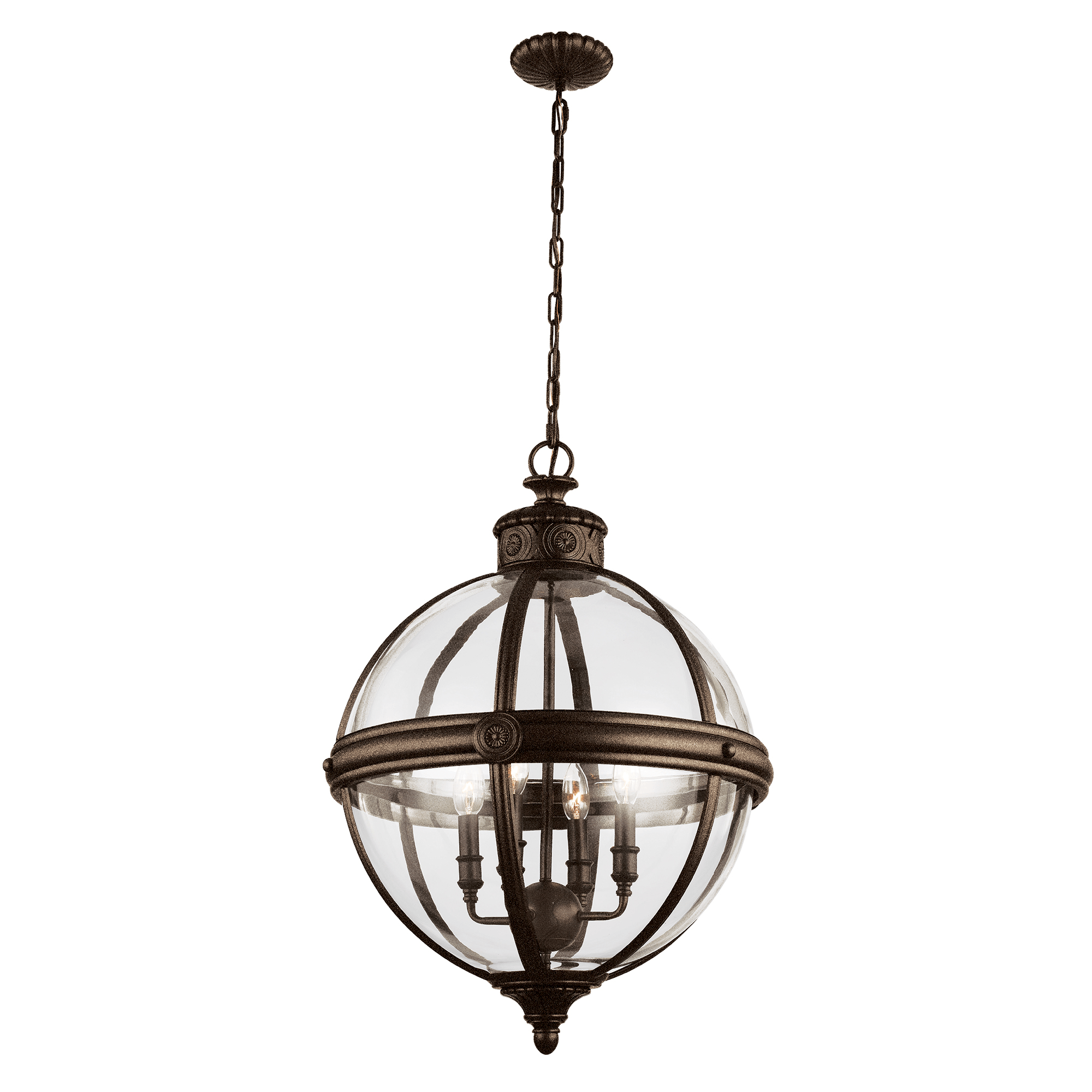Elstead Adams 4 Light Pendant Chandelier – British Bronze - Cusack Lighting