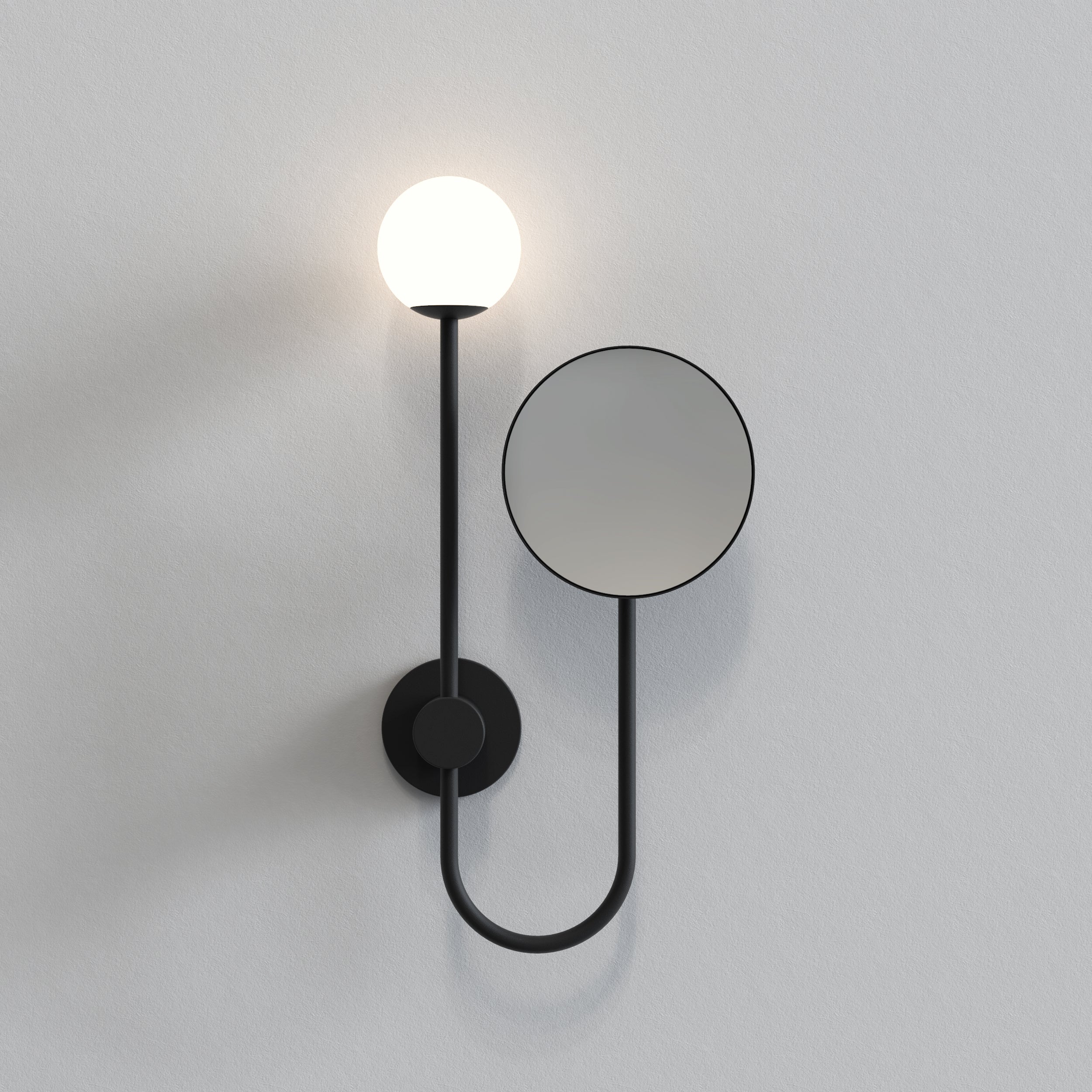 Orb Bathroom Magnifying Mirror- Polished Chrome/ Matt Black