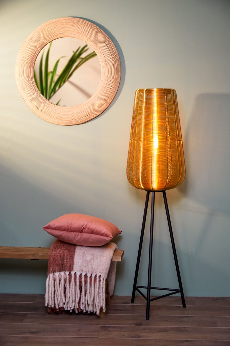 Adeta Medium Floor Lamp Tripod - Gold & Matt Black Finish