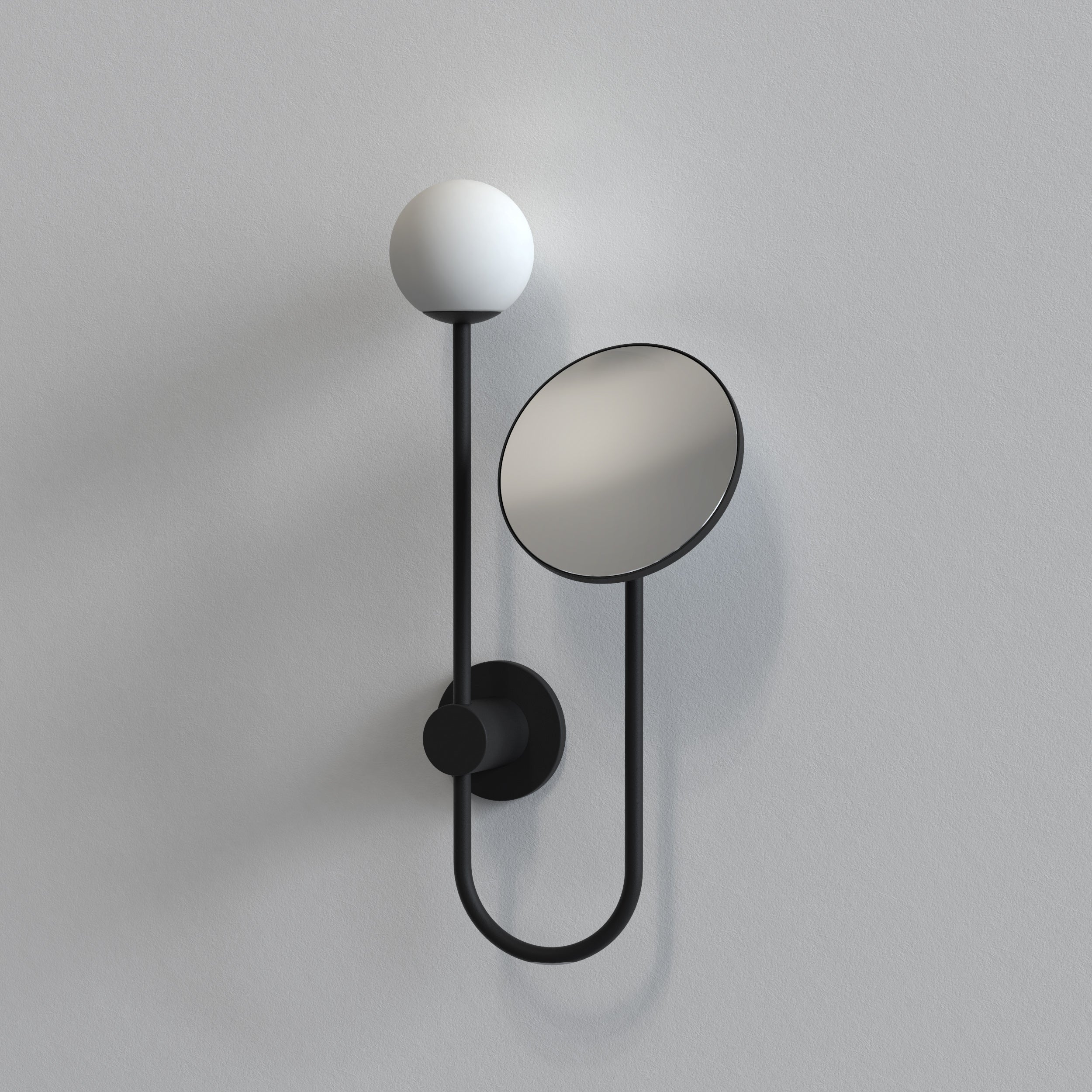 Orb Bathroom Magnifying Mirror- Polished Chrome/ Matt Black