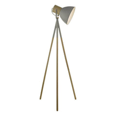 Dar Adna Floor Lamp Grey & Wood - Cusack Lighting