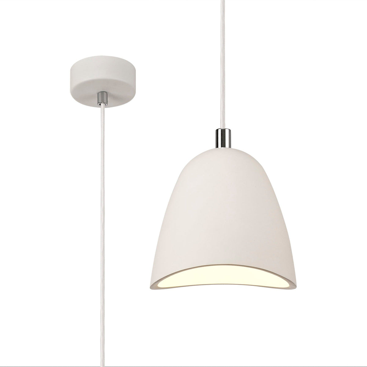 Adnonis Medium Pendant, 1 x E27, White Paintable Gypsum