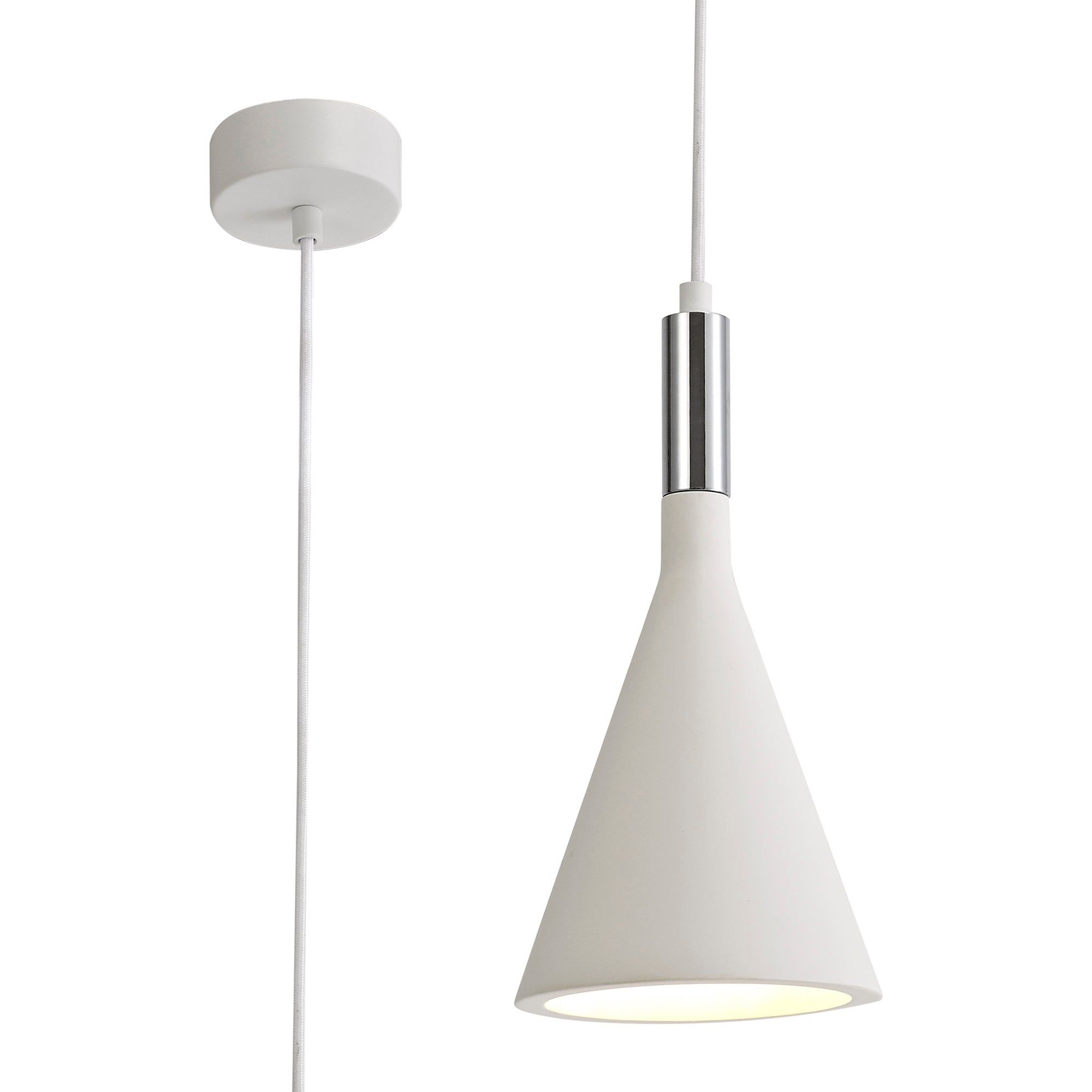 Adnonis Medium Pendant, White Paintable Gypsum