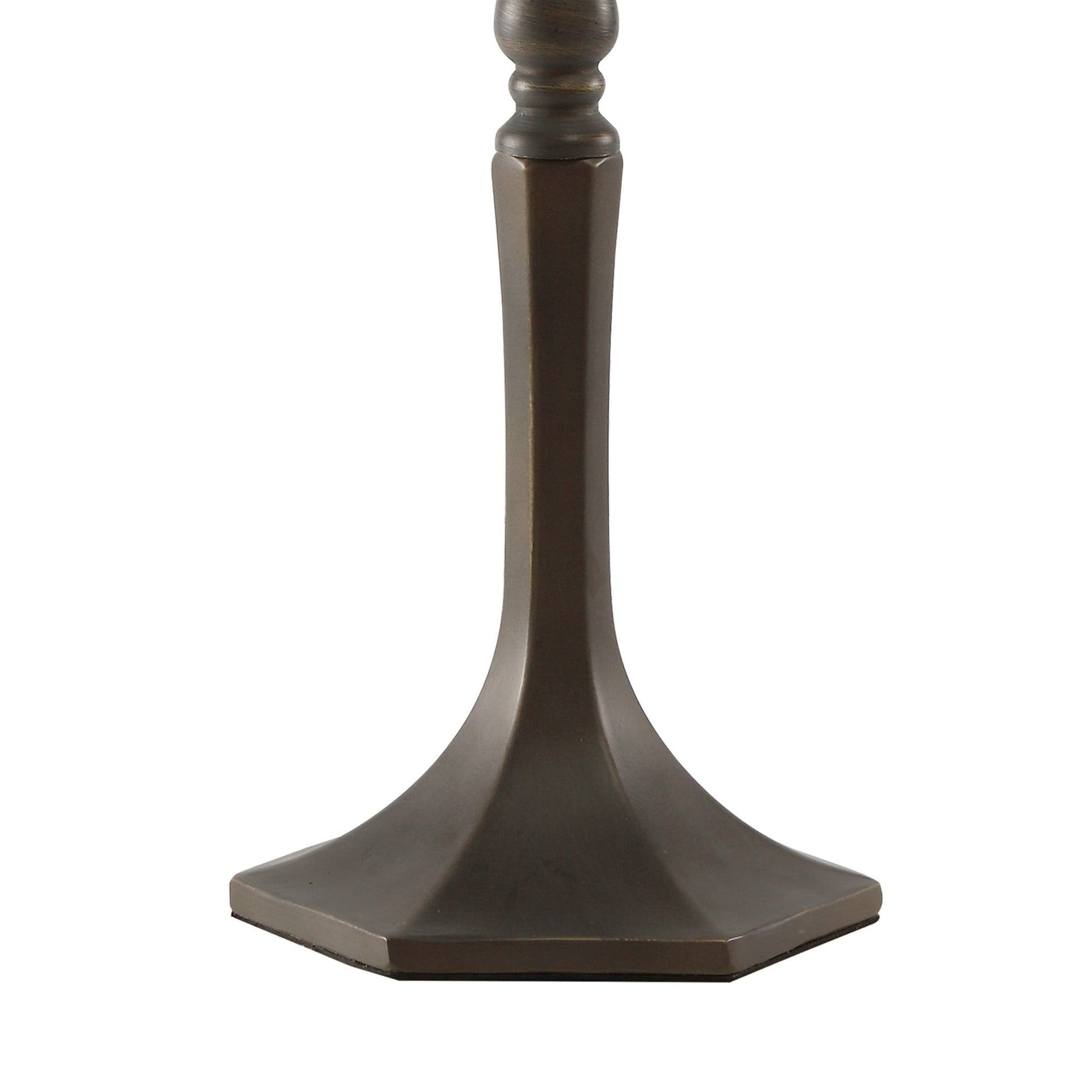 Aero 1 Light Octagonal Table Lamp E27 With 30cm Tiffany Shade, Beige/Clear Crystal/Aged Antique Brass