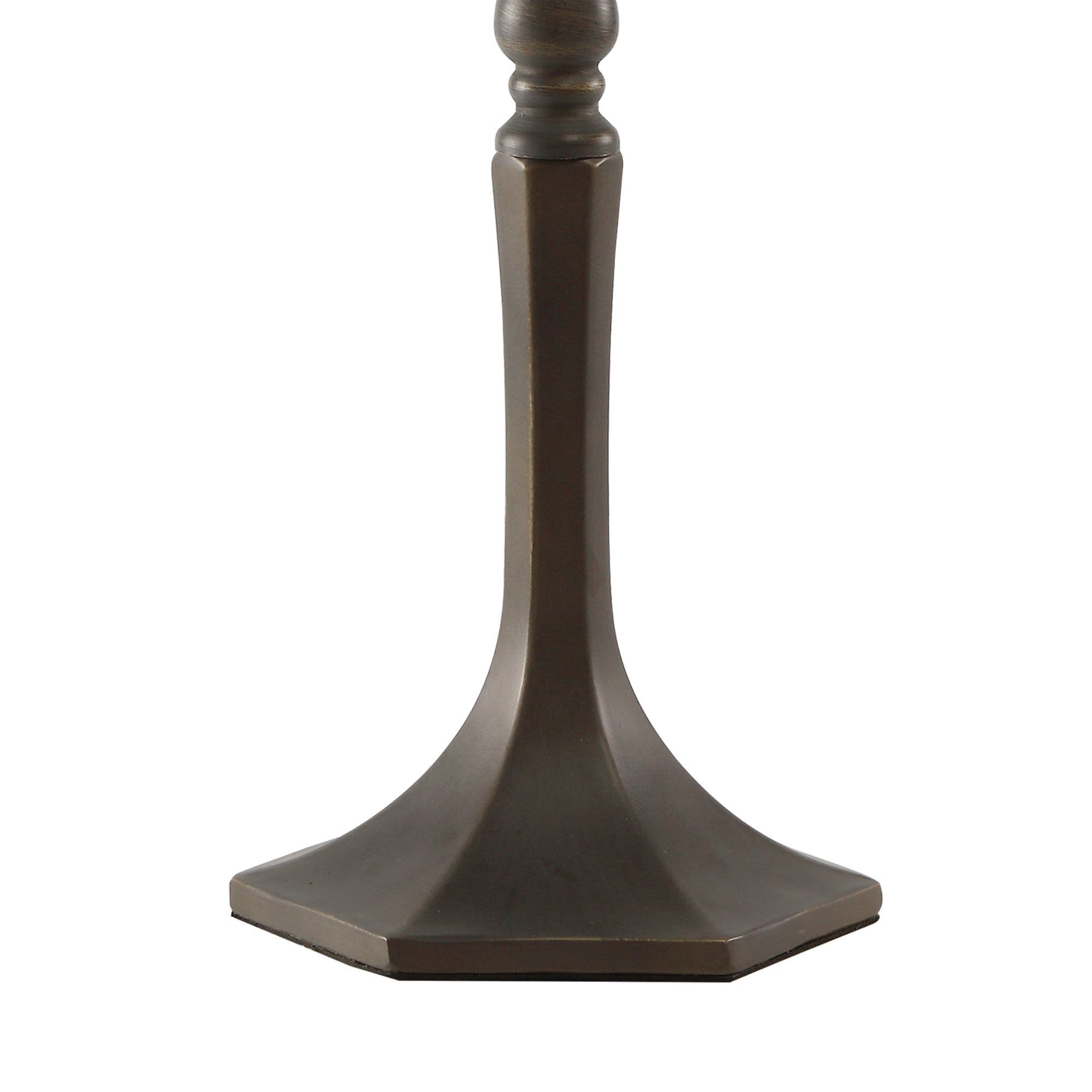 Aero 1 Light Octagonal Table Lamp E27 With 30cm Tiffany Shade, Beige/Clear Crystal/Aged Antique Brass