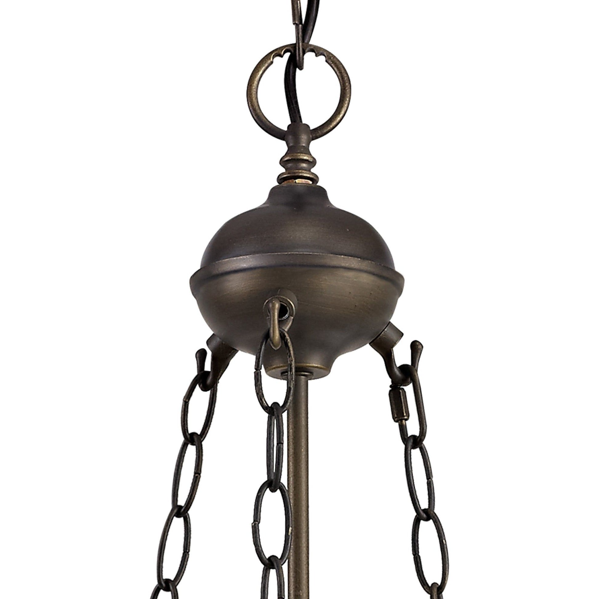 Aero 2 Light Uplighter Pendant E27 With 30cm Tiffany Shade, Beige/Clear Crystal/Aged Antique Brass - Cusack Lighting