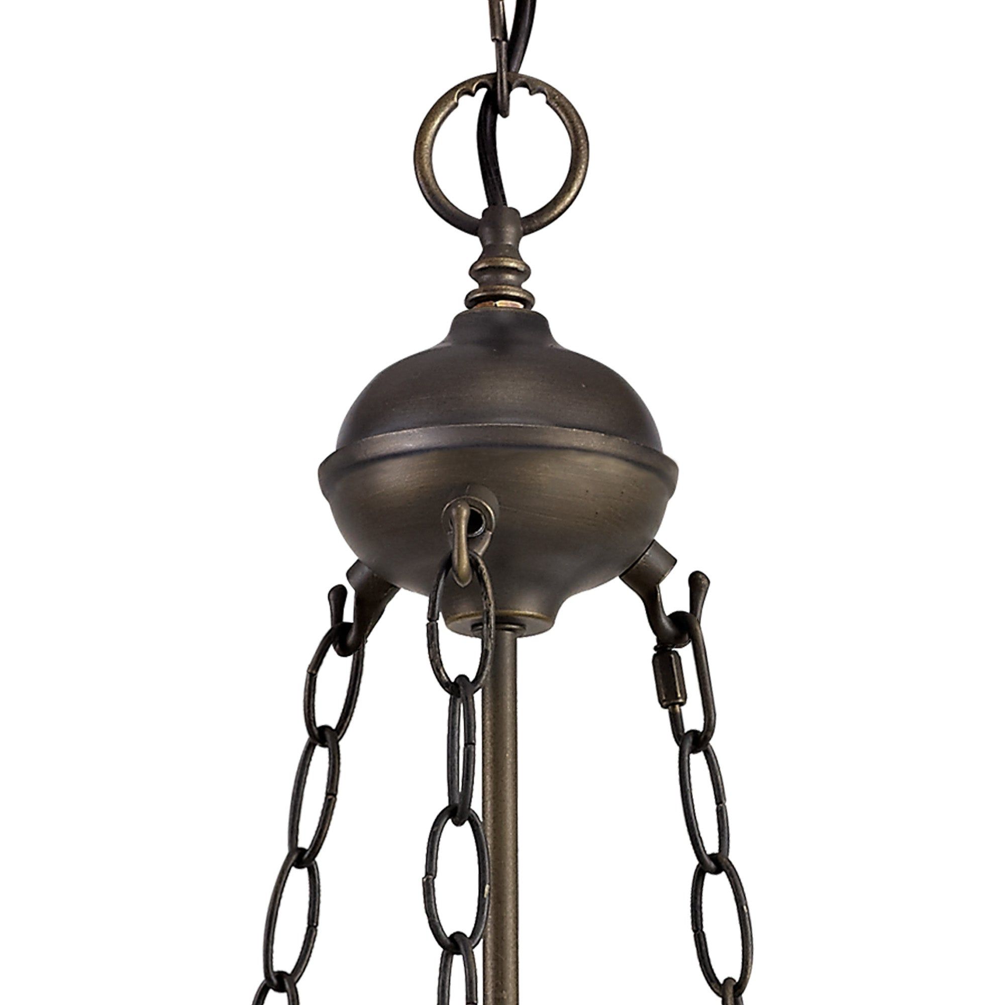 Aero 2 Light Uplighter Pendant E27 With 30cm Tiffany Shade, Beige/Clear Crystal/Aged Antique Brass - Cusack Lighting