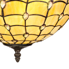 Aero 2/3 Light Semi Ceiling E27 Beige/Clear Crystal/Aged Antique Brass